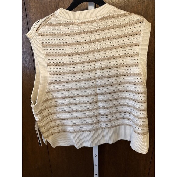 NEW French Connection Women's Sleeveless Sweater Size XXL Ivory/Tan Knit - Picture 7 of 8